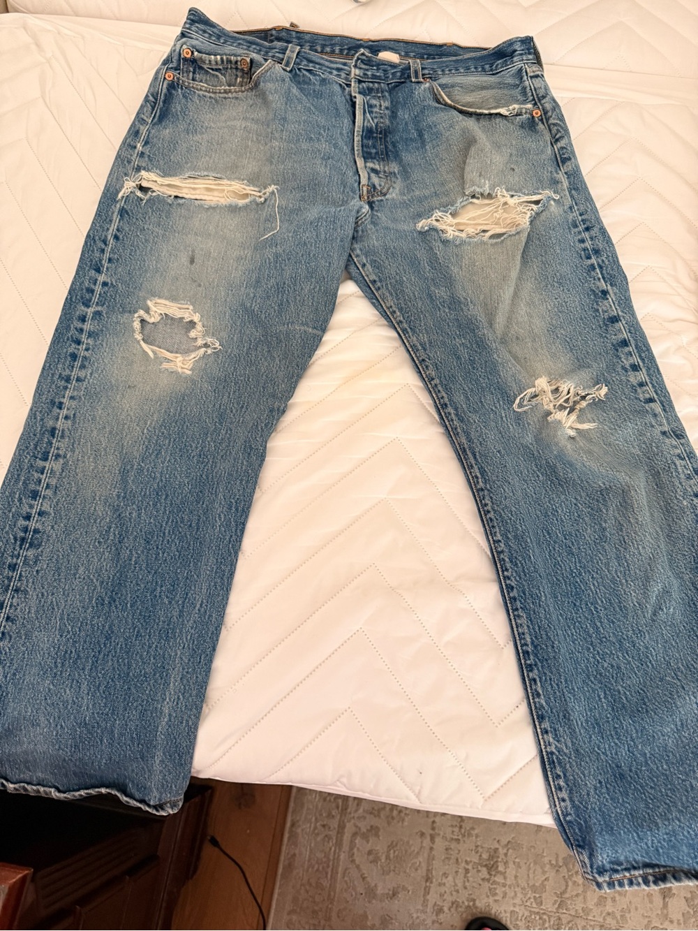 Levi's Blue Distressed Relaxed Fit Jeans